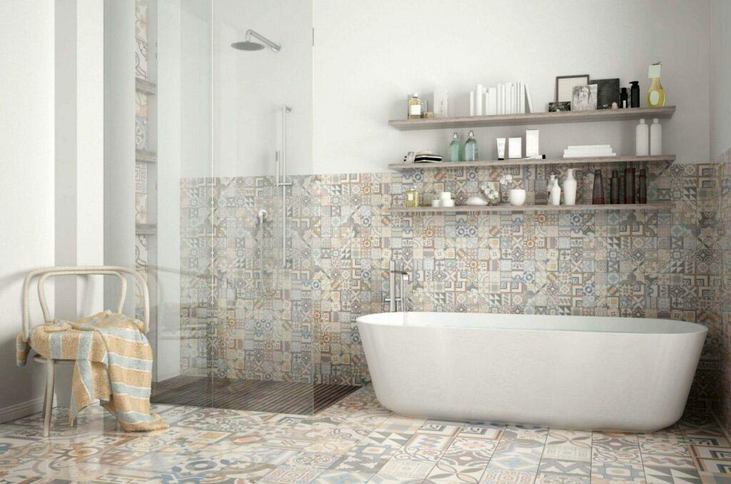 which direction to lay tile in small bathroom